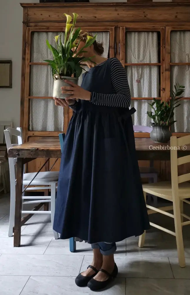 Riservato per Claudia Il grembiule da cucina in chambray blu scuro grembiule donna tessuti moderni