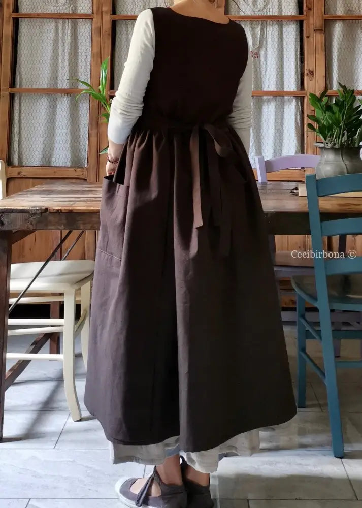 Riservato per Cri Grembiule in lino tabacco grembiule donna tessuti moderni