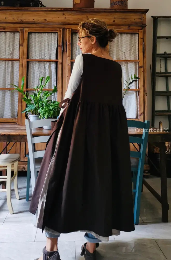 Riservato per Cri Grembiule in lino tabacco grembiule donna tessuti moderni