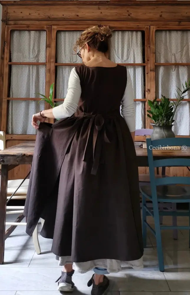 Riservato per Cri Grembiule in lino tabacco grembiule donna tessuti moderni