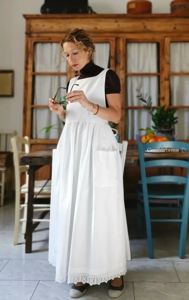 Riservato per Cristina Grembiule da cucina con pizzo grembiule donna tessuti antichi