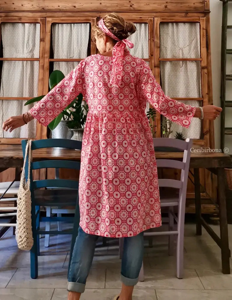 Riservato per Daniela Abito incrociato a fiori con maniche abito donna