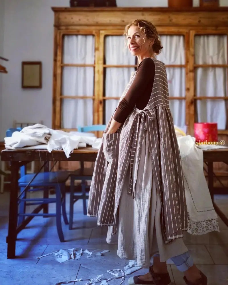 Riservato per Elena Grembiule per donna da cucina in cotone vintage da materassi grembiule donna tessuti antichi