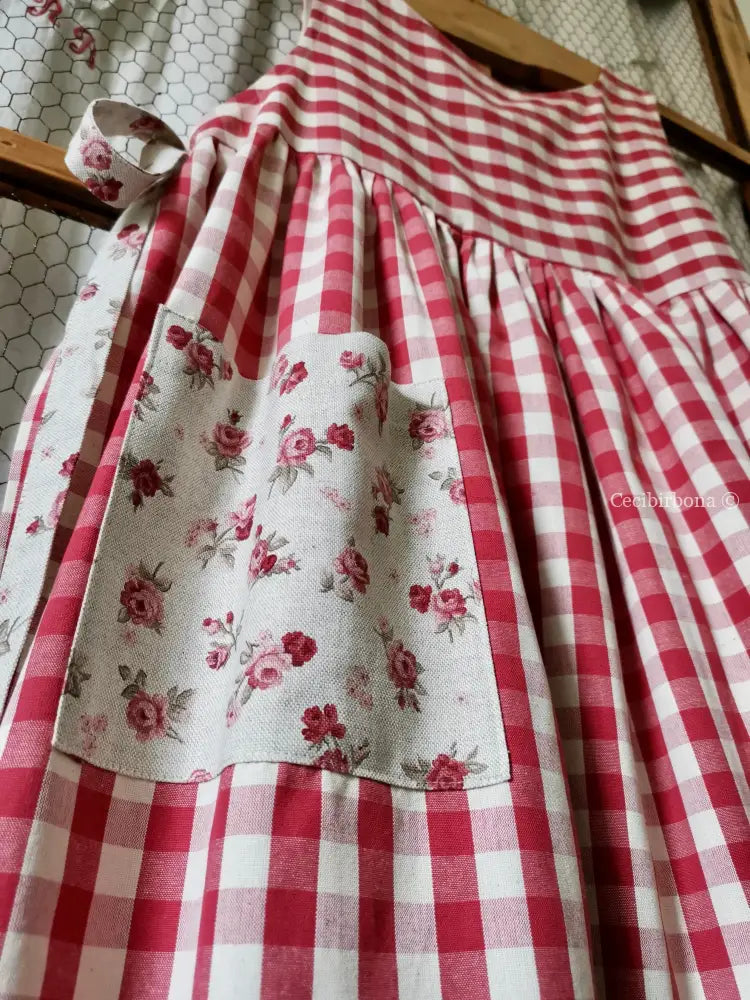 Riservato per Enrique Grembiule da cucina per donna in cotone a quadri rossi grembiule donna tessuti moderni