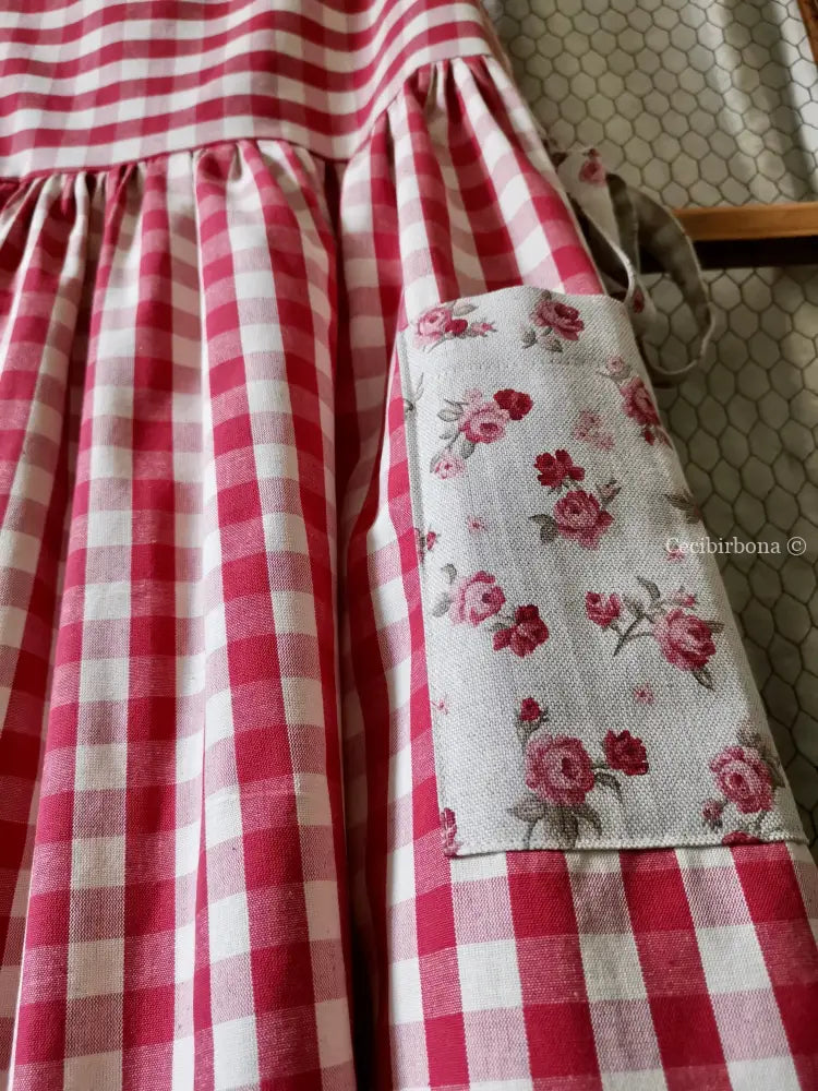 Riservato per Enrique Grembiule da cucina per donna in cotone a quadri rossi grembiule donna tessuti moderni