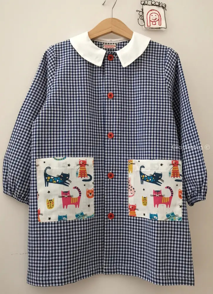 Riservato per Ettore Il grembiulino blu con i gattini per bimbo grembiule asilo bimbo