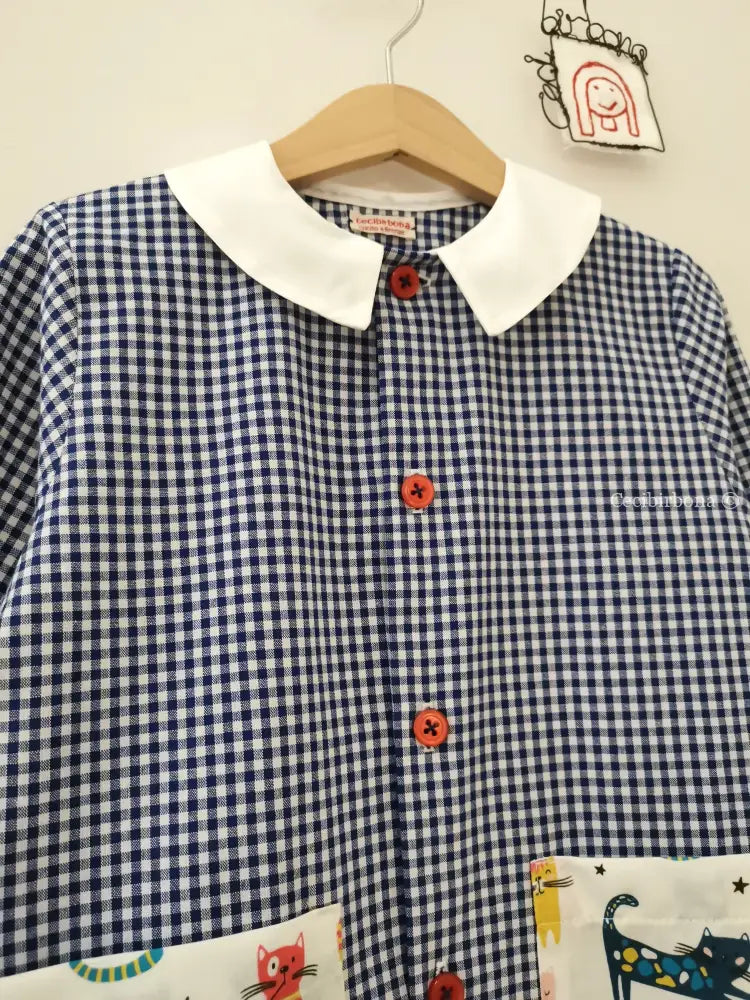 Riservato per Ettore Il grembiulino blu con i gattini per bimbo grembiule asilo bimbo