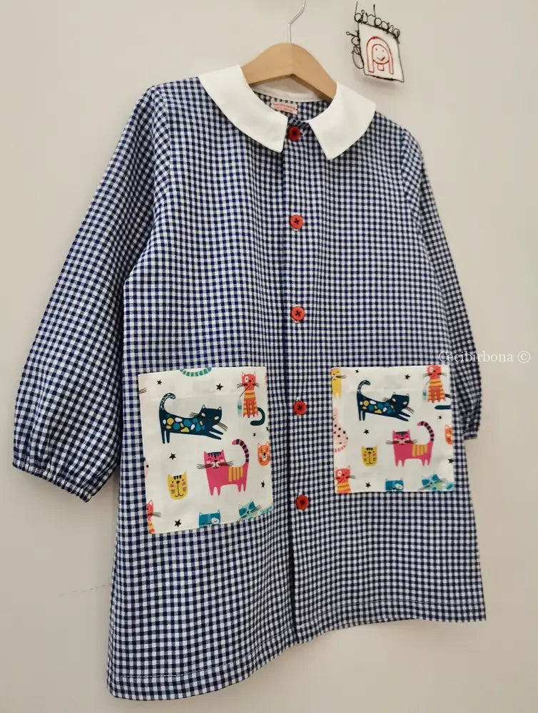 Riservato per Ettore Il grembiulino blu con i gattini per bimbo grembiule asilo bimbo