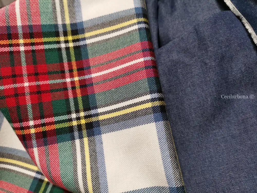 Riservato per Francesca Grembiule per donna in tartan bianco e rosso e gonna denim grembiule donna tessuti moderni