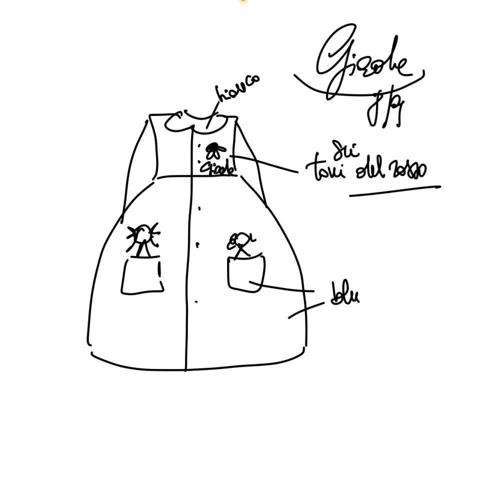 Riservato per Giada Il grembiulino blu con le bamboline e il colletto tondo baby per scuola primaria grembiule scuola