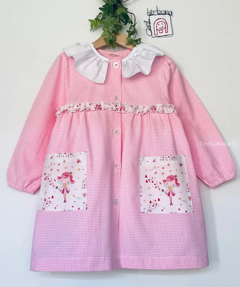 Riservato per Ginevra Grembiule a quadrettini rosa per asilo da personalizzare grembiule asilo bimba