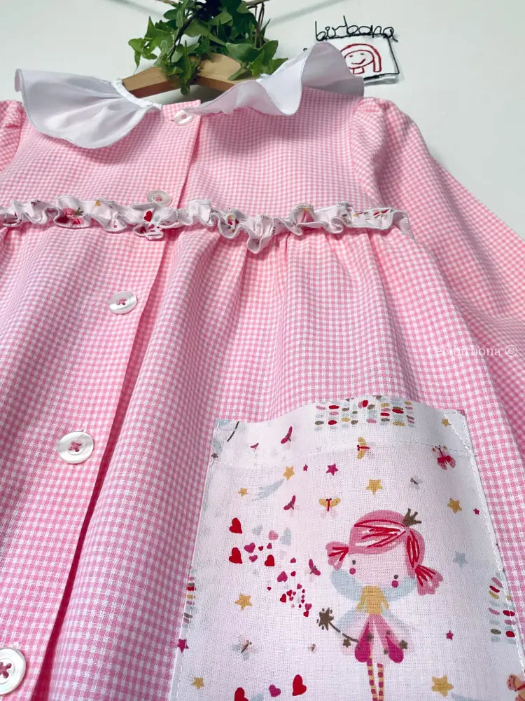 Riservato per Ginevra Grembiule a quadrettini rosa per asilo da personalizzare grembiule asilo bimba