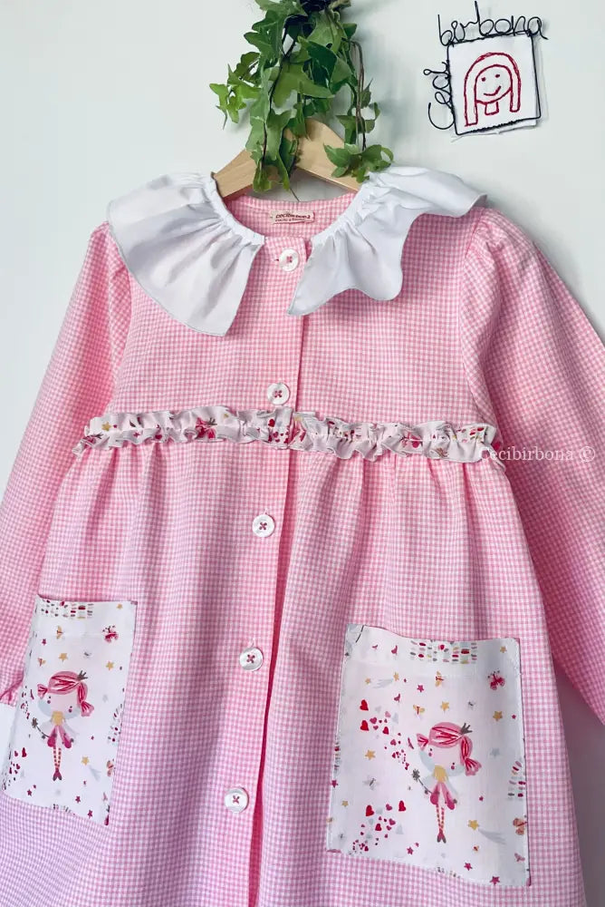 Riservato per Ginevra Grembiule a quadrettini rosa per asilo da personalizzare grembiule asilo bimba