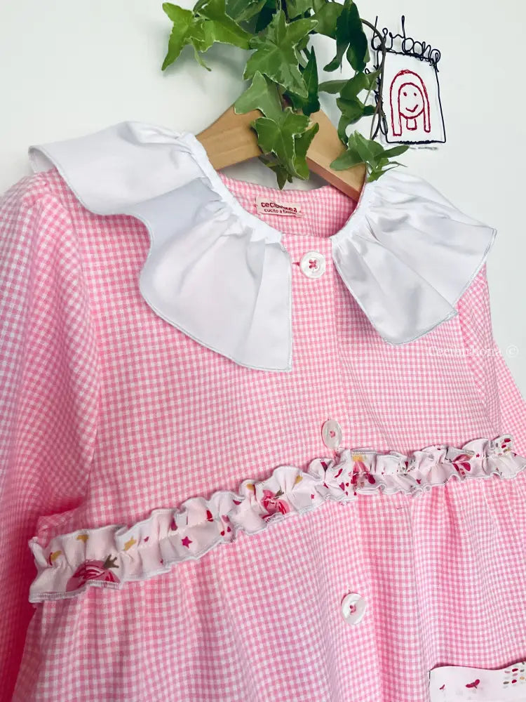 Riservato per Ginevra Grembiule a quadrettini rosa per asilo da personalizzare grembiule asilo bimba