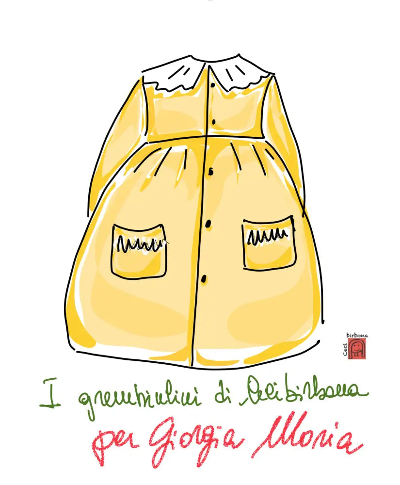 Riservato per Giorgia Michela grembiulino con le bamboline - Grembiule a quadrettini rosa per asilo con colletto