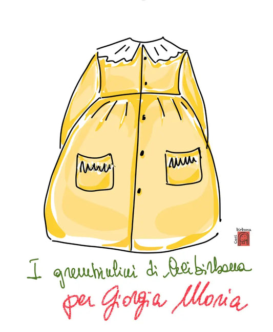 Riservato per Giorgia Michela grembiulino con le bamboline - Grembiule a quadrettini rosa per asilo con colletto