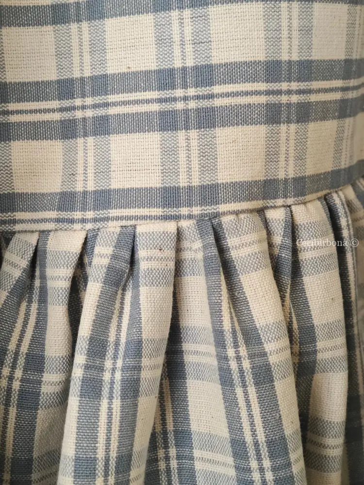 Riservato per HEATHER Grembiule in cotone tartan celeste e panna (Ref. 311) grembiule donna tessuti moderni