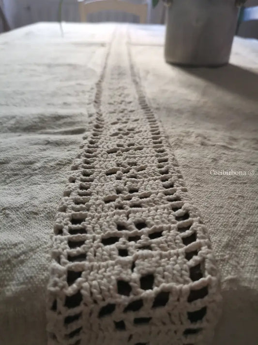 RISERVATO PER IRENE Tovaglia antica con striscia uncinetto biancheria antica per la casa