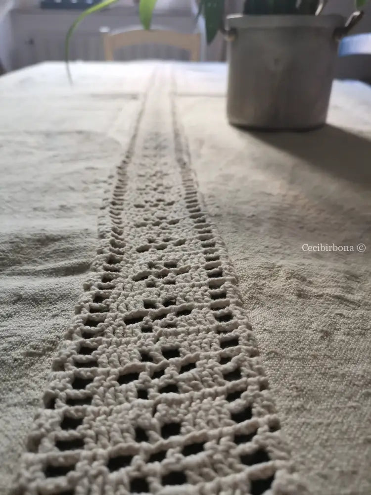 RISERVATO PER IRENE Tovaglia antica con striscia uncinetto biancheria antica per la casa