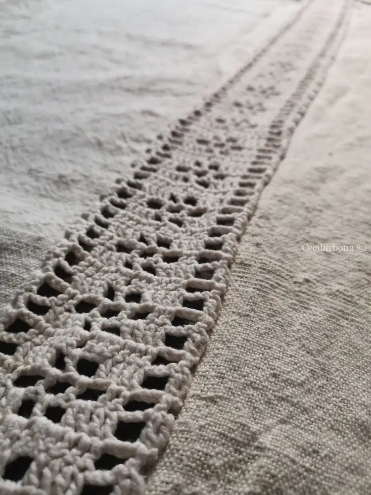 RISERVATO PER IRENE Tovaglia antica con striscia uncinetto biancheria antica per la casa