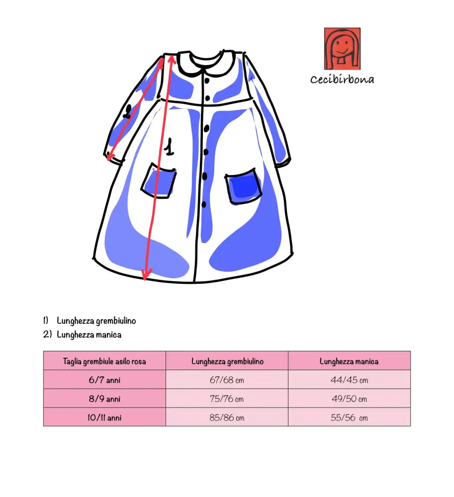 Riservato per Lavinia Il grembiulino blu con i fiori di fragole selvatiche e colletto tondo baby per scuola primaria