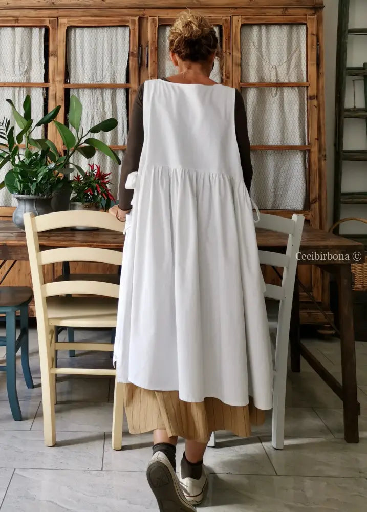 Riservato per Lilli Grembiule per donna da cucina con balza uncinetto - grembiule bianco da cucina con pizzo grembiule