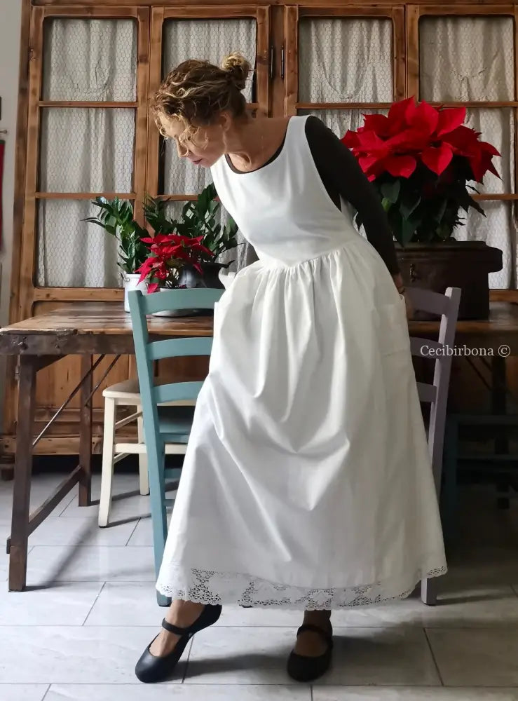 Riservato per Lore Grembiule lungo da cucina con pizzo grembiule donna tessuti antichi