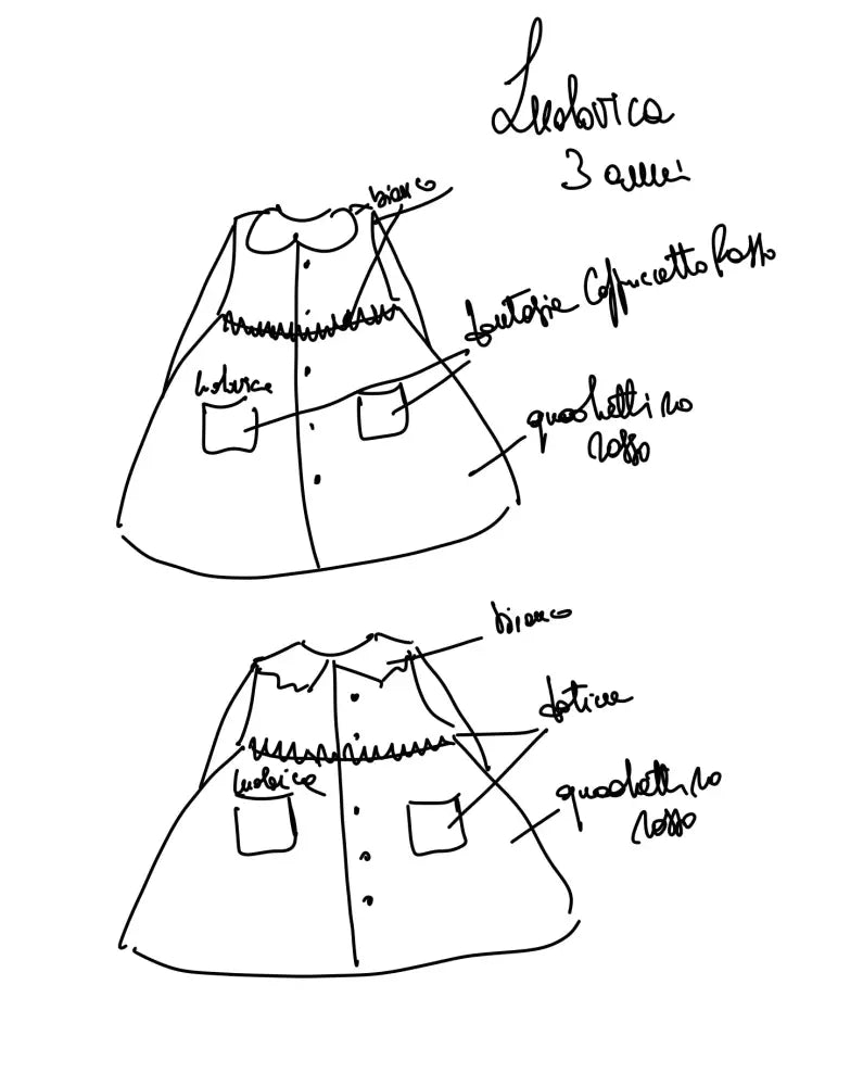 Riservato per Ludovica due grembiulini rossi grembiule asilo bimba