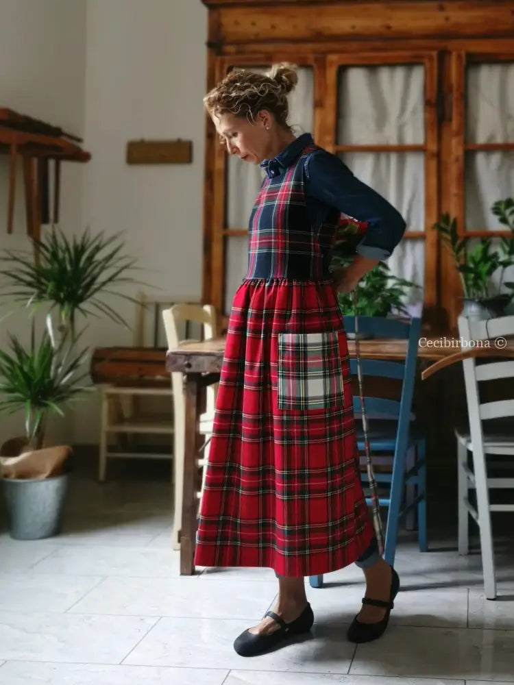 Riservato per Marta Grembiule in lana tartan patchwork (Ref. 361) Grembiule donna