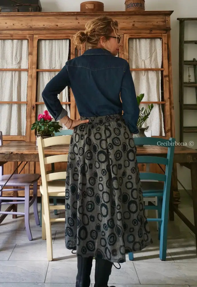 Riservato per Maruska Gonna in lana e viscosa blu e grigia