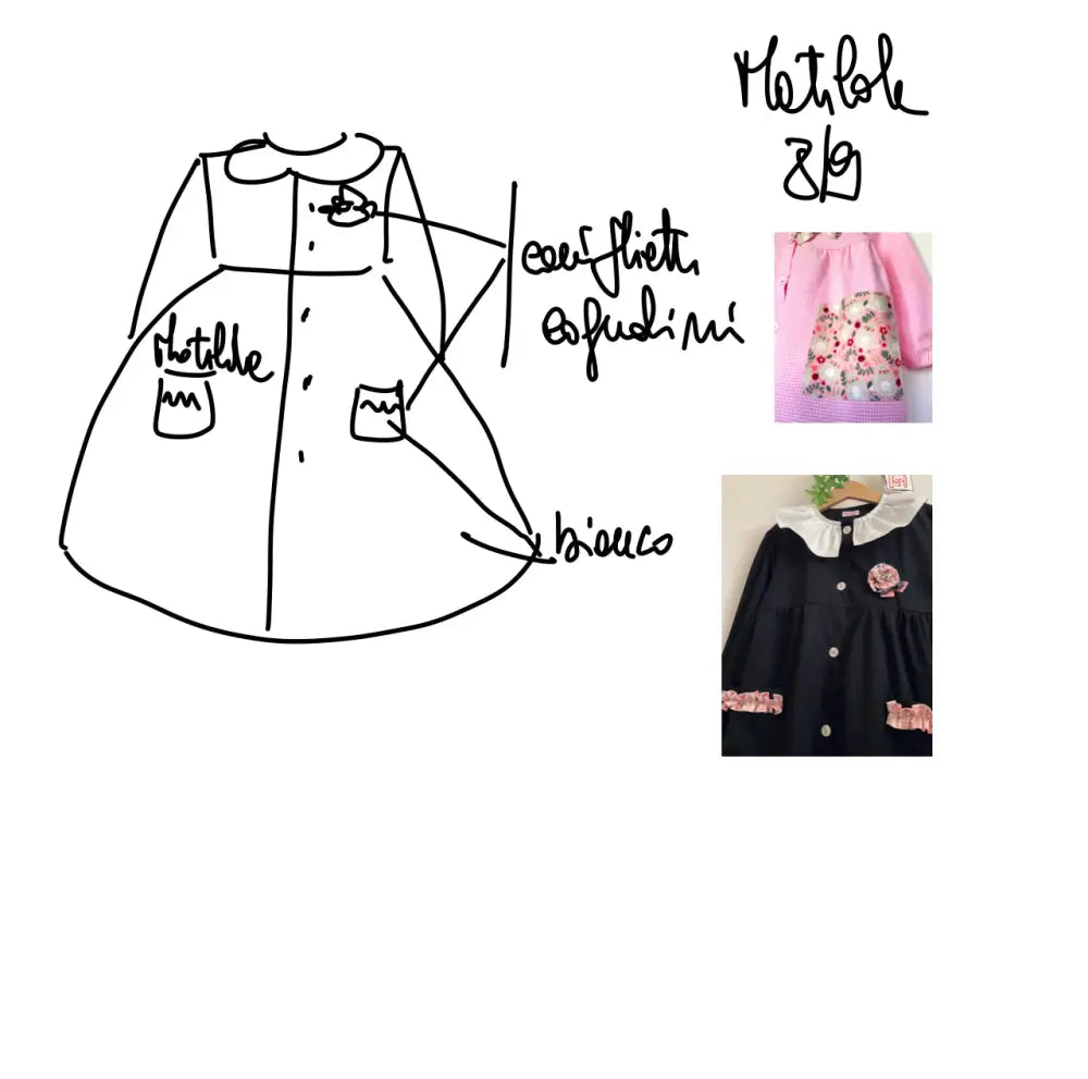 Riservato per Matilde - grembiule in cotone bianco per scuola primaria con colletto tondo grembiule scuola bimba