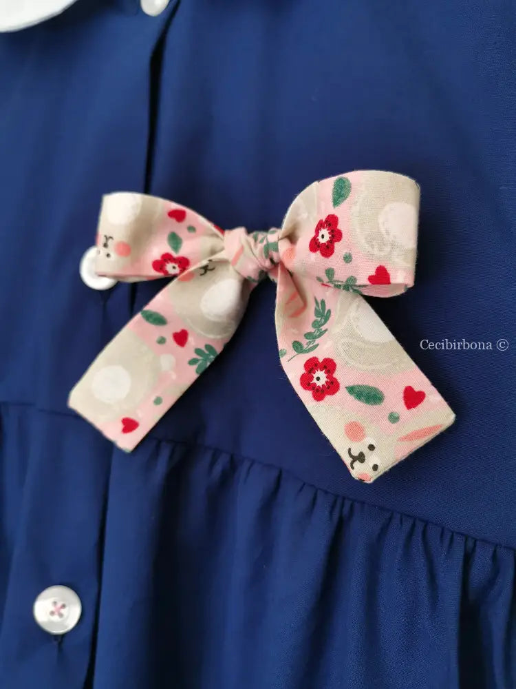 Riservato per Michela Grembiule blu per bimba taglia 8/9 per scuola elementare - grembiule in cotone blu per scuola