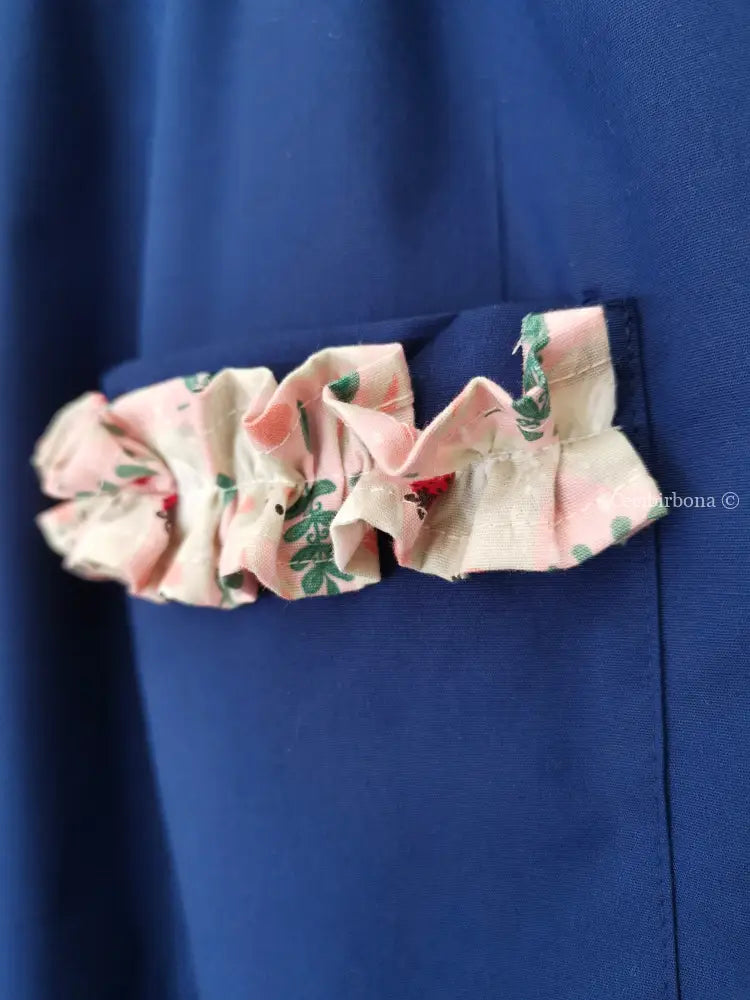 Riservato per Michela Grembiule blu per bimba taglia 8/9 per scuola elementare - grembiule in cotone blu per scuola