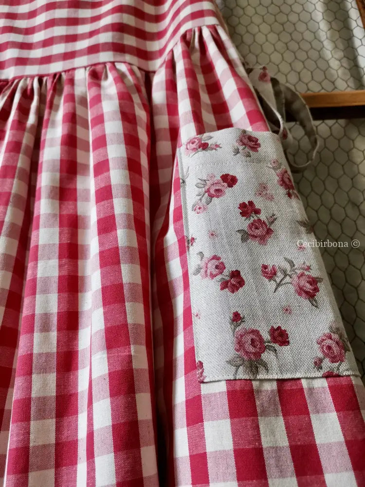 Riservato per Milva Grembiule da cucina per donna in cotone a quadri rossi grembiule donna tessuti moderni