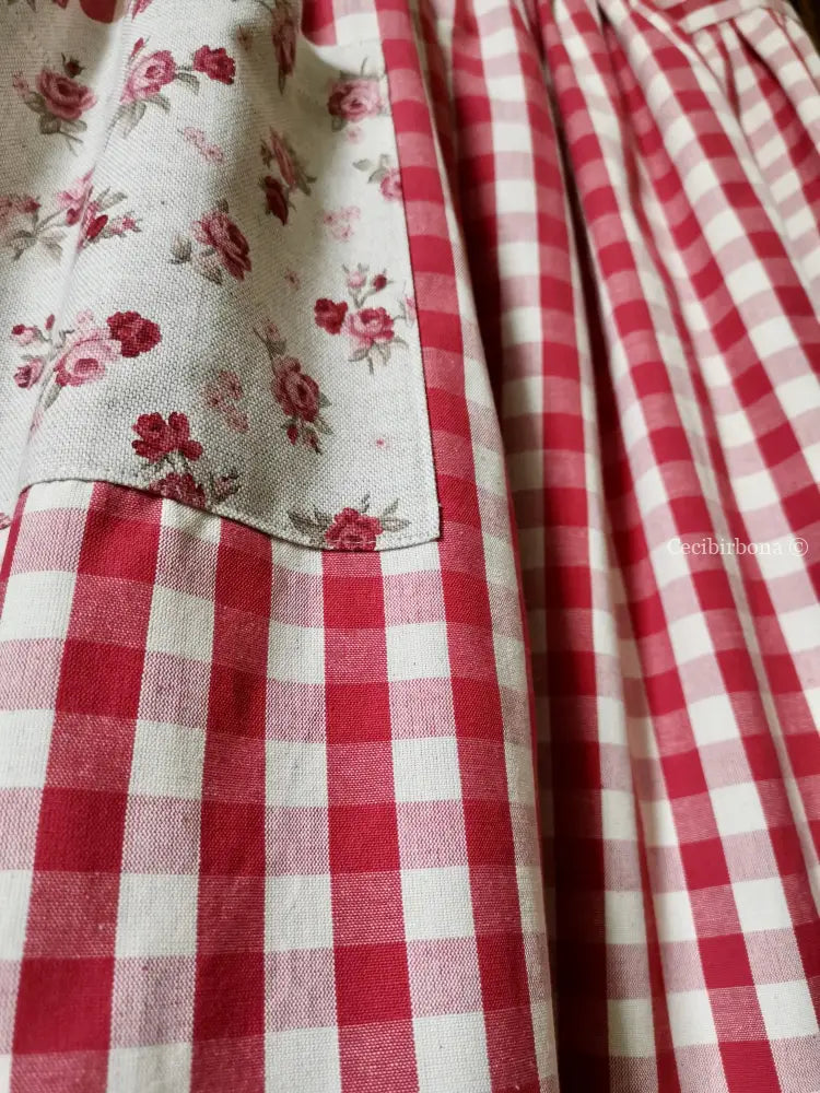 Riservato per Milva Grembiule da cucina per donna in cotone a quadri rossi grembiule donna tessuti moderni