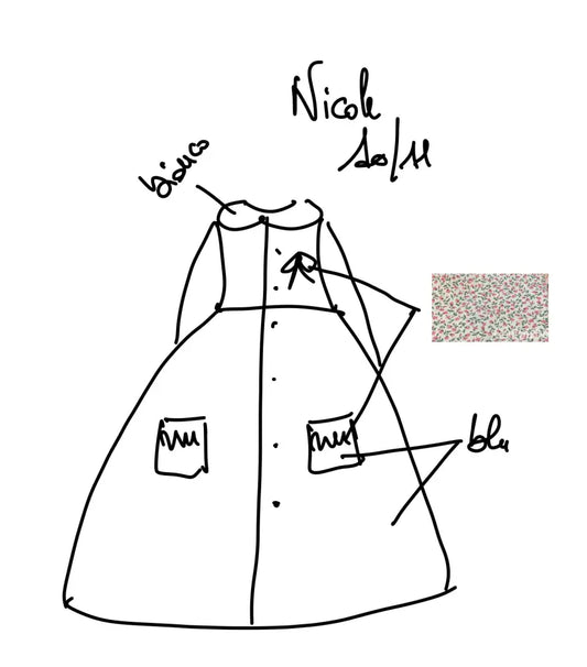 RISERVATO PER NICOLE Grembiule blu con i fiorellini rosa 10/11 grembiule scuola bimba