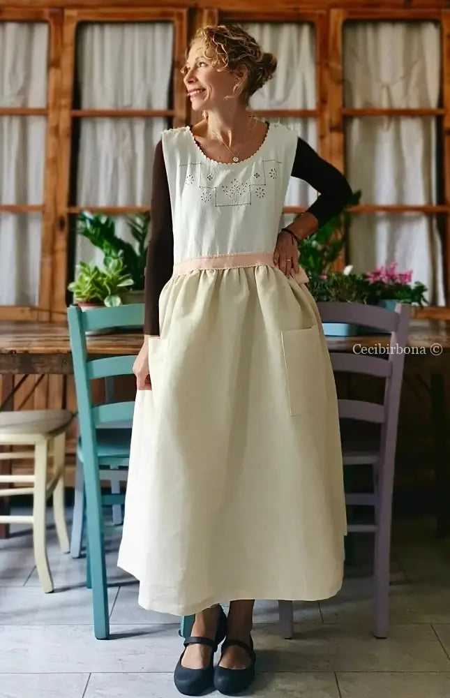 RISERVATO PER PHOEBE Grembiule antico con cintura rosa grembiule donna in tessuto antico