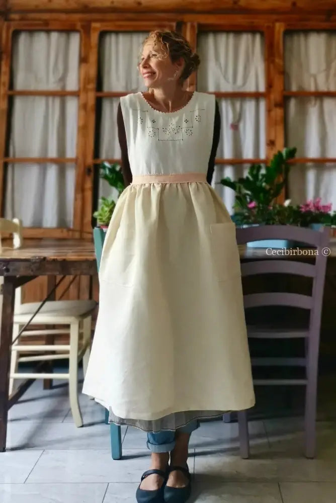 RISERVATO PER PHOEBE Grembiule antico con cintura rosa grembiule donna in tessuto antico