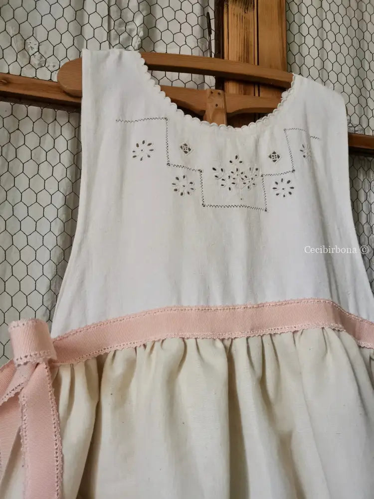 RISERVATO PER PHOEBE Grembiule antico con cintura rosa grembiule donna in tessuto antico