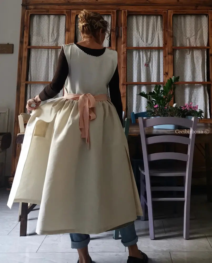 RISERVATO PER PHOEBE Grembiule antico con cintura rosa grembiule donna in tessuto antico