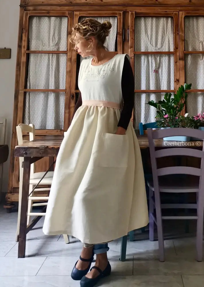 RISERVATO PER PHOEBE Grembiule antico con cintura rosa grembiule donna in tessuto antico