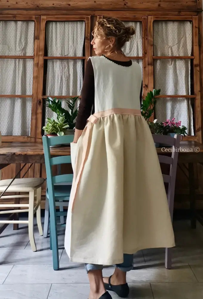 RISERVATO PER PHOEBE Grembiule antico con cintura rosa grembiule donna in tessuto antico