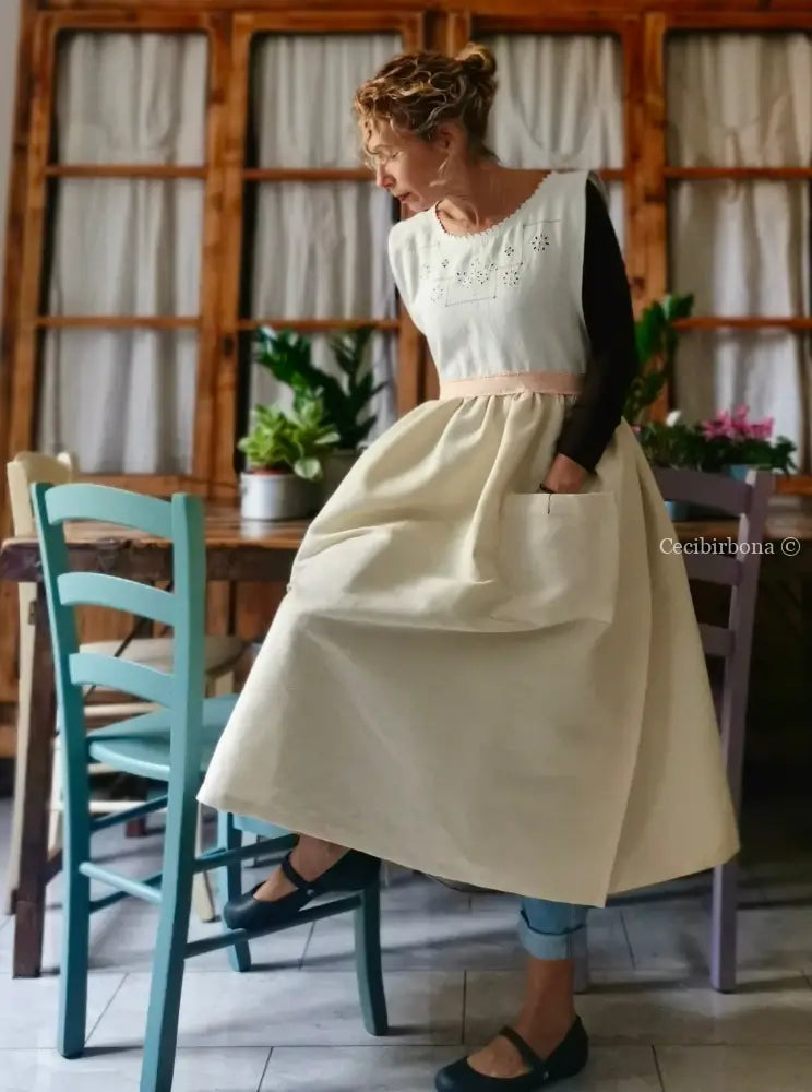 RISERVATO PER PHOEBE Grembiule antico con cintura rosa grembiule donna in tessuto antico