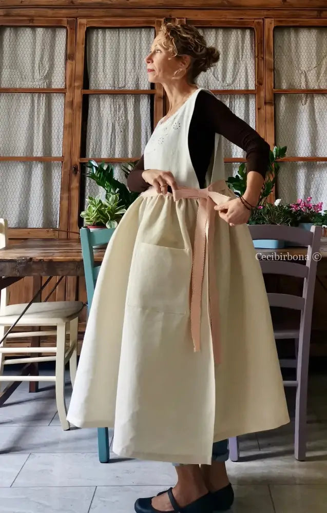 RISERVATO PER PHOEBE Grembiule antico con cintura rosa grembiule donna in tessuto antico