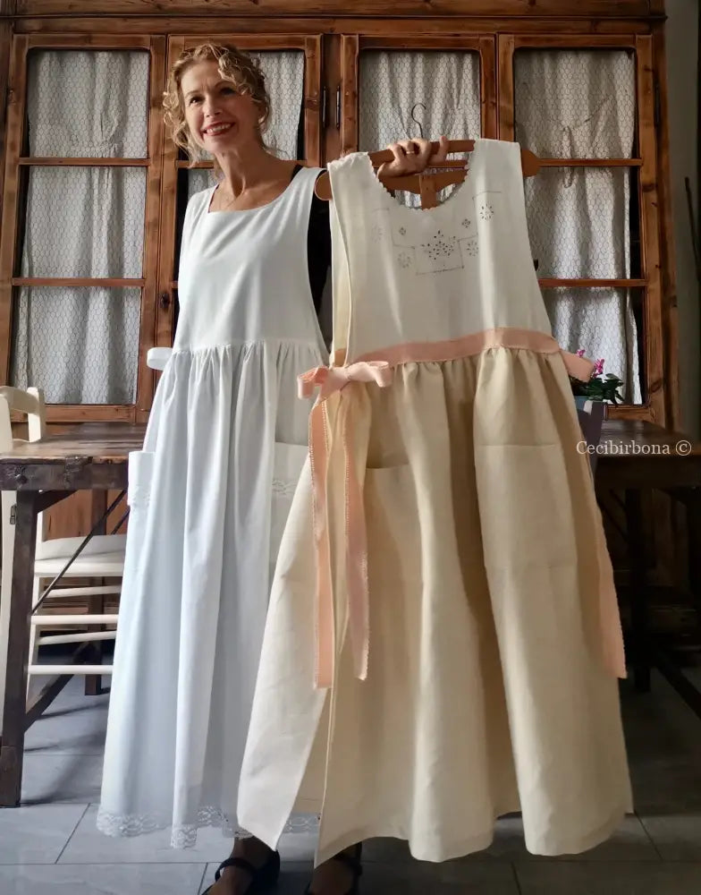 RISERVATO PER PHOEBE Grembiule antico con cintura rosa grembiule donna in tessuto antico