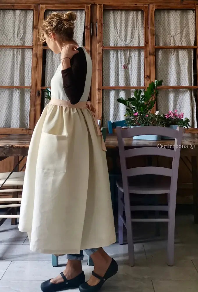 RISERVATO PER PHOEBE Grembiule antico con cintura rosa grembiule donna in tessuto antico