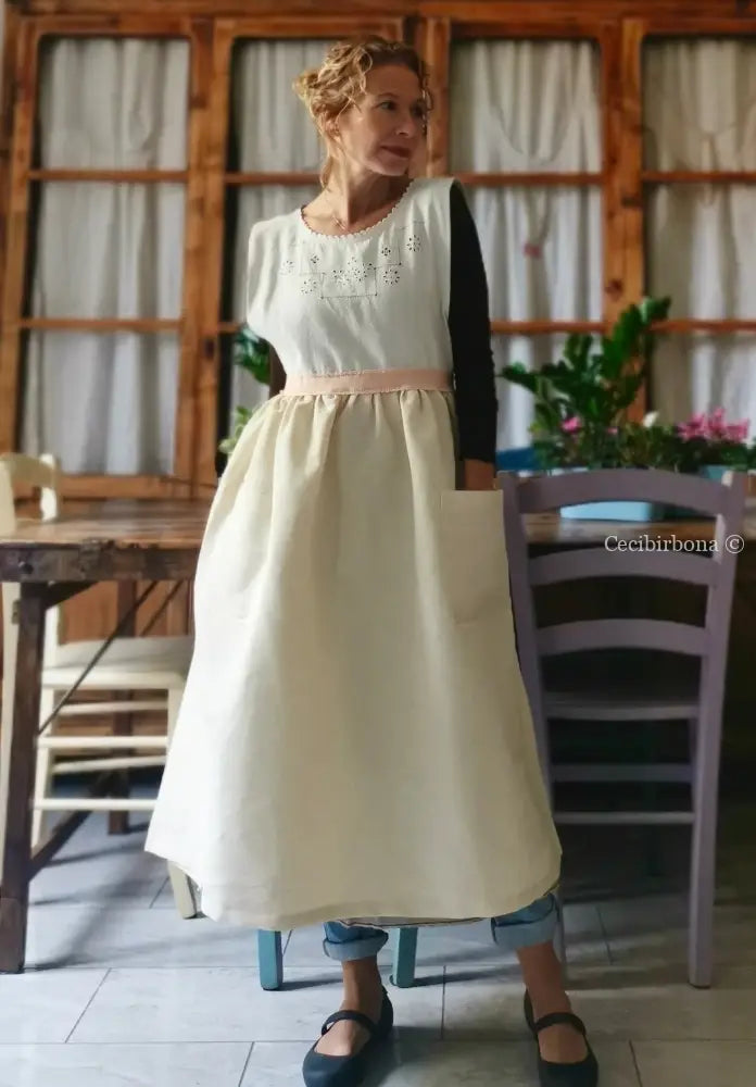 RISERVATO PER PHOEBE Grembiule antico con cintura rosa grembiule donna in tessuto antico