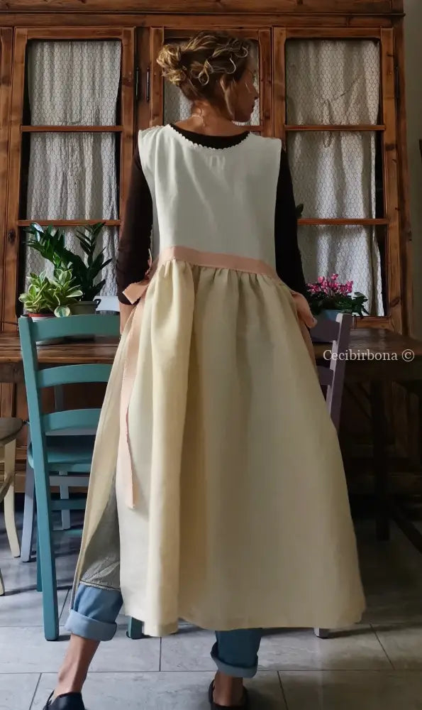 RISERVATO PER PHOEBE Grembiule antico con cintura rosa grembiule donna in tessuto antico