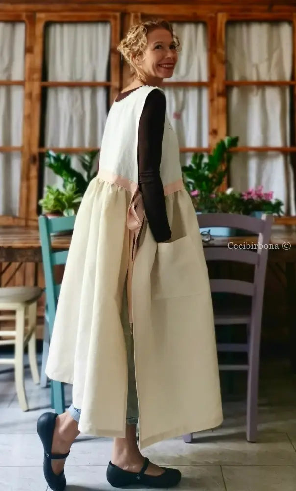 RISERVATO PER PHOEBE Grembiule antico con cintura rosa grembiule donna in tessuto antico