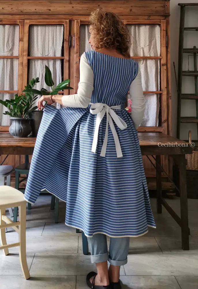 RISERVATO PER ROBERTA ACCONTO Grembiule per donna da cucina in cotone vintage azzurro da materassi grembiule donna